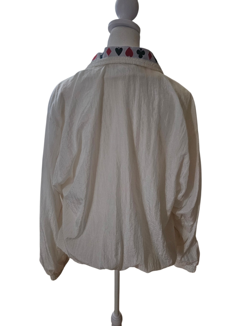 Vintage 90s Grannycore Novelty Poker Nylon Windbreaker Jacket Cards Medium Vegas - Picture 6 of 16